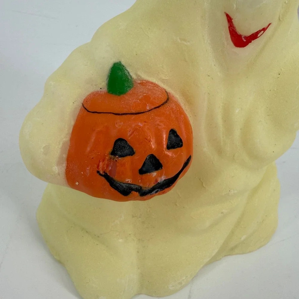 Vintage Sonoma Halloween Ghost Glow in the Dark Candle with Pumpkin Spooky Retro